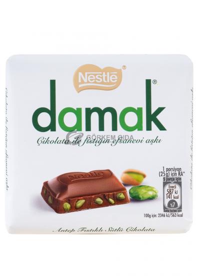 Nestle Damak Milk Square Chocolate with Pistachio 63 Gr. 144 Pieces (BOX)